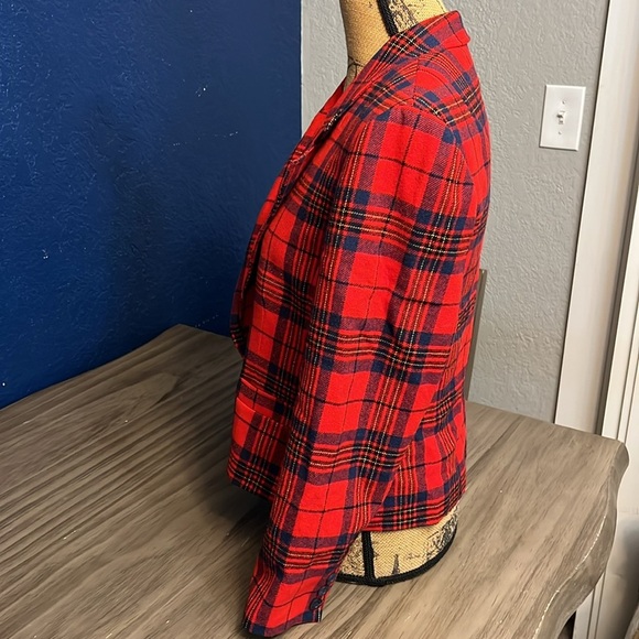 PENDLETON PETITES WOOL 1980’s PLAID RED LABEL BLAZER SIZE MEDIUM PETITE - Picture 4 of 16